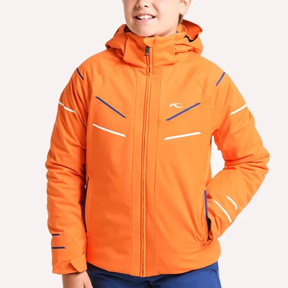 Kjus Boys Formula DLX Ski Snowboard Orange Jacket Sz 12-14.